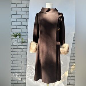 Mod Vintage 1960’s Forstmann Wool Coat Fur Cuffs